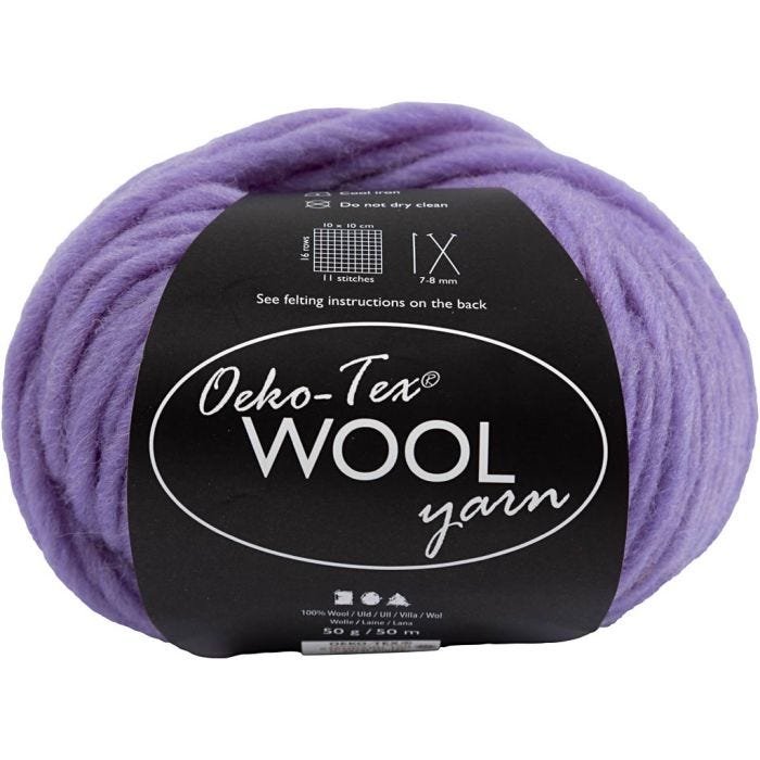 Ullgarn, L: 50 M, lila, 50 g/ 1 nystan