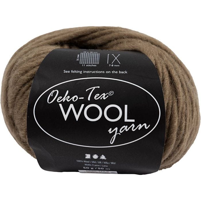 Ullgarn, L: 50 M, ljusbrun, 50 g/ 1 nystan