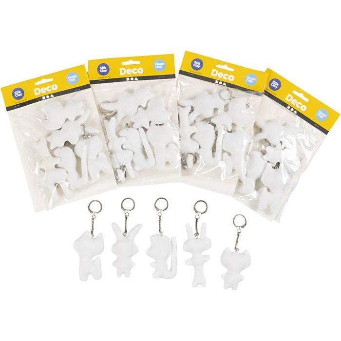 Textilfigurer med nyckelring, H: 6-10 cm, 25 st./ 1 förp.