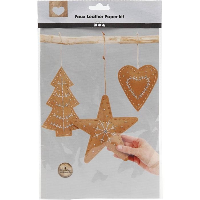 Juldekoration av läderpapper, tjocklek 0,55 mm, beige, 1 set