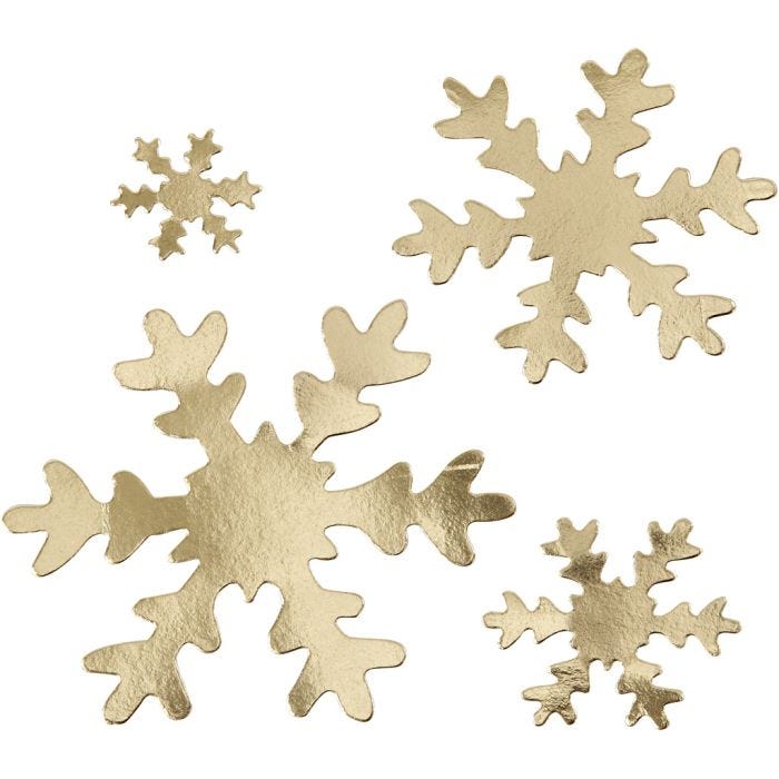 Snöflingor, Dia. 3+5+8+10 cm, 350 g, guld, 16 st./ 1 förp.