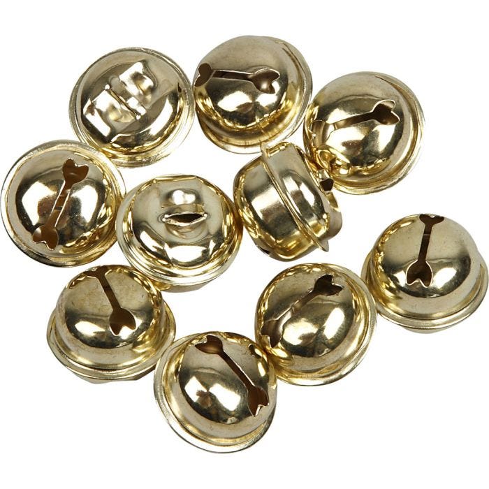 Bjällror, Dia. 13+15+17 mm, guld, 12mix./ 1 förp.