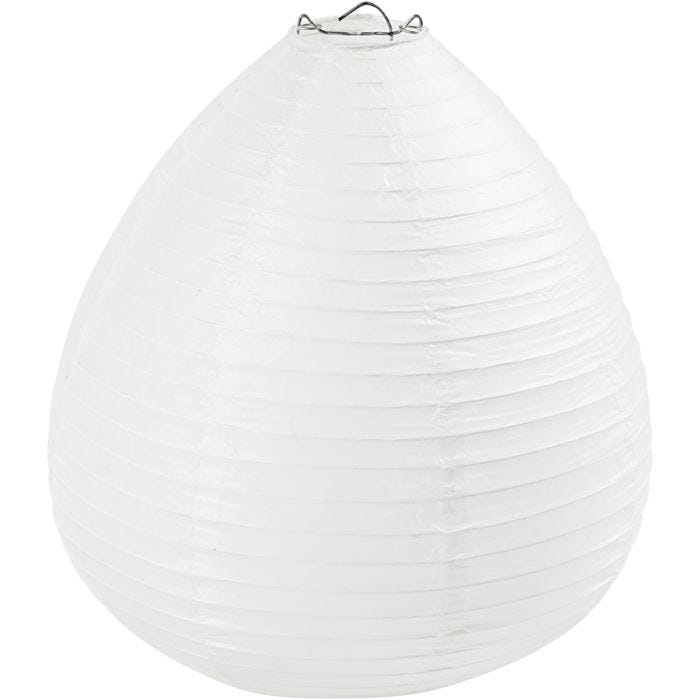 Papperslampa, Droppe, H: 27 cm, Dia. 25 cm, vit, 1 st.