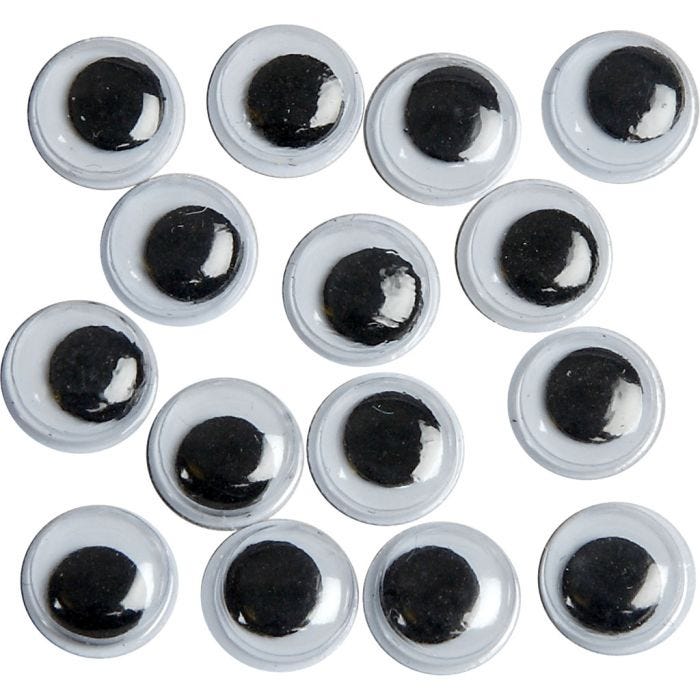 Rörliga Ögon, ej självhäftande, Dia. 8 mm, 1000 st./ 1 förp.
