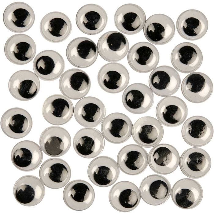 Rörliga Ögon, ej självhäftande, Dia. 12 mm, 1000 st./ 1 förp.