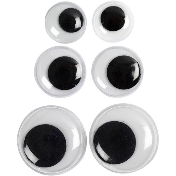 Rörliga Ögon, ej självhäftande, Dia. 12+14+20 mm, 18 mix./ 1 förp.