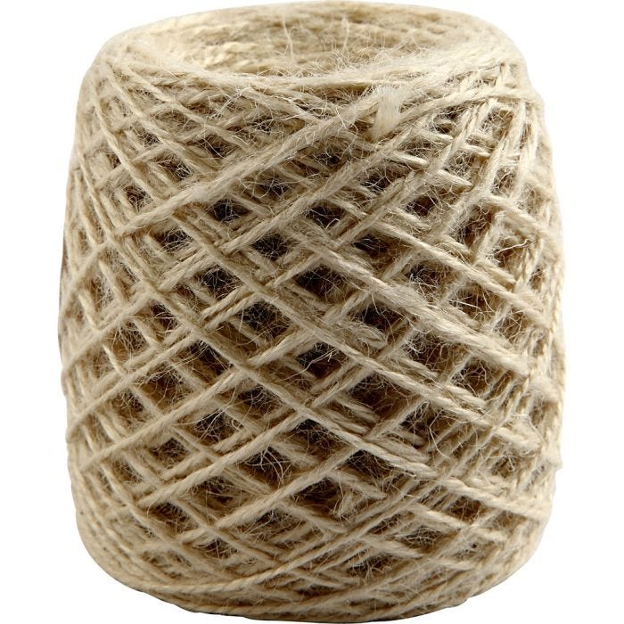 Naturhampa, tjocklek 1-2 mm, natur, 150 m/ 1 rl.
