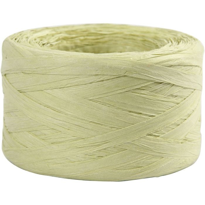 Raffia Pappersgarn, B: 7-8 mm, ljusgrön, 100 m/ 1 rl.