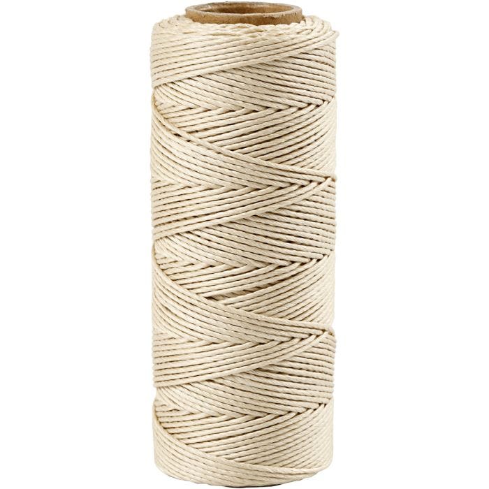 Bambusnöre, tjocklek 1 mm, råvit, 65m/ 1 rl.