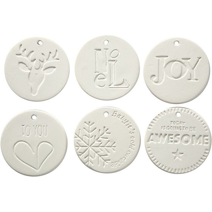 Dekorationer, stl. 7x7 cm, tjocklek 0,6 cm, vit, 24 st./ 1 förp.
