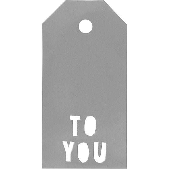 Manillamärken, TO YOU, stl. 5x10 cm, 300 g, silver, 15 st./ 1 förp.