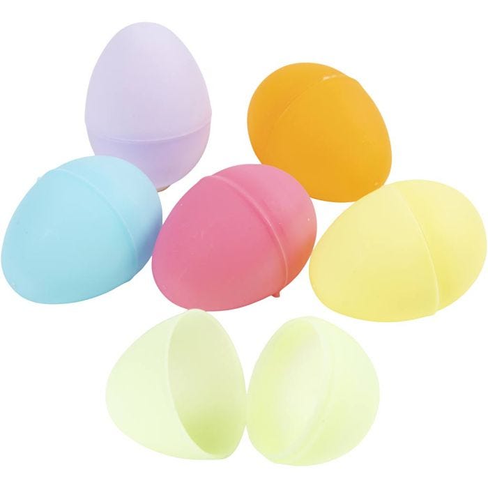 Ägg, H: 4,5 cm, Dia. 3 cm, pastellfärger, 24st./ 1 förp.