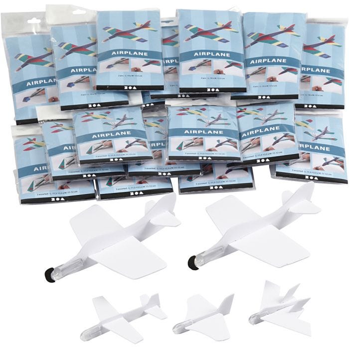 Flygplan, L: 11,5-19 cm, B: 11-17,5 cm, vit, 50 st./ 1 förp.