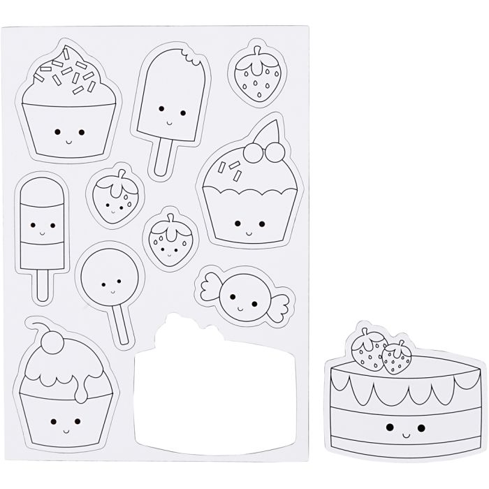 Magneter, söta saker, stl. 14,85x21 cm, 1 ark