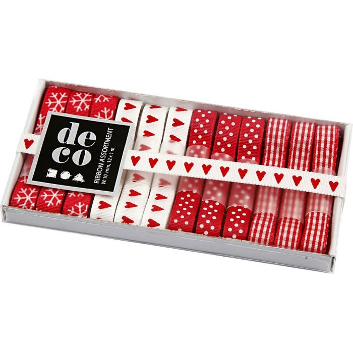 Dekorationsband, B: 10 mm, mixade färger, 12x1 m/ 1 förp.