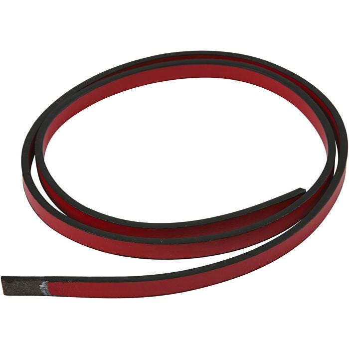 Imiterat Läderband, B: 10 mm, tjocklek 3 mm, röd, 1 förp.