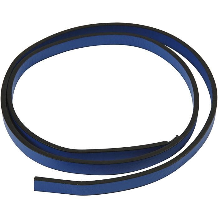 Imiterat Läderband, B: 10 mm, tjocklek 3 mm, blå, 1 förp.