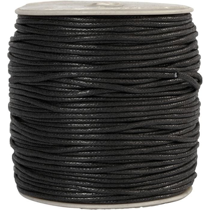Bomullssnöre, tjocklek 2 mm, svart, 100 m/ 1 förp.