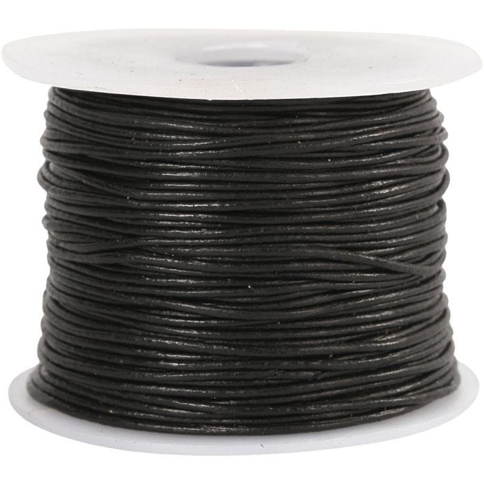 Lädersnöre, tjocklek 1 mm, svart