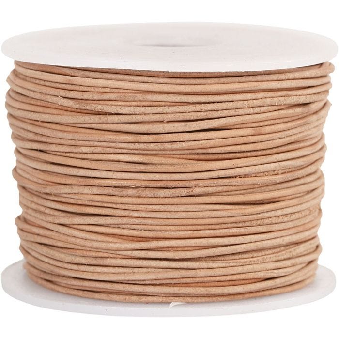 Lädersnöre, tjocklek 1 mm, beige
