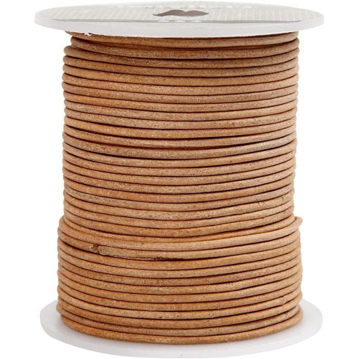 Lädersnöre, tjocklek 2 mm, beige