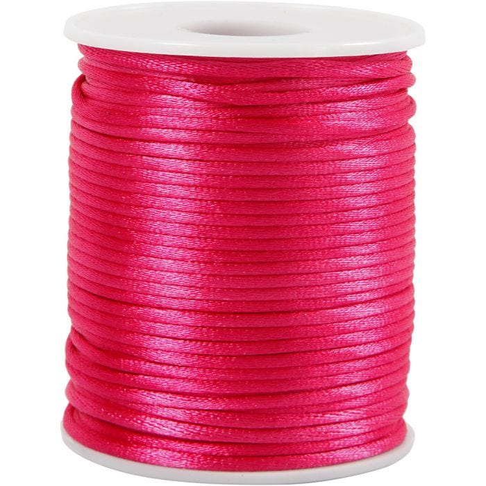 Satinsnöre, tjocklek 2 mm, rosa, 50 m/ 1 rl.