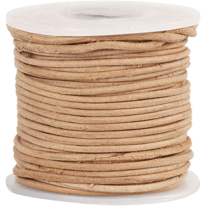 Lädersnöre, tjocklek 1 mm, natur