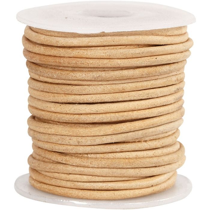 Lädersnöre, tjocklek 2 mm, beige