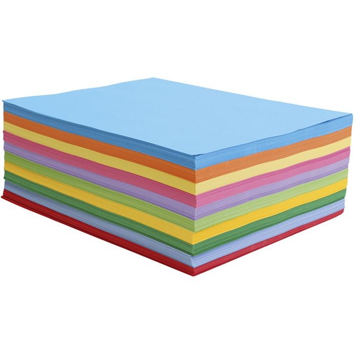 Creativ-papper, A4, 80 g, mixade färger, 1000 ark/ 1 förp.