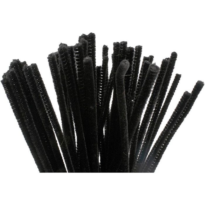Piprensare, L: 30 cm, tjocklek 6 mm, svart, 50 st./ 1 förp.
