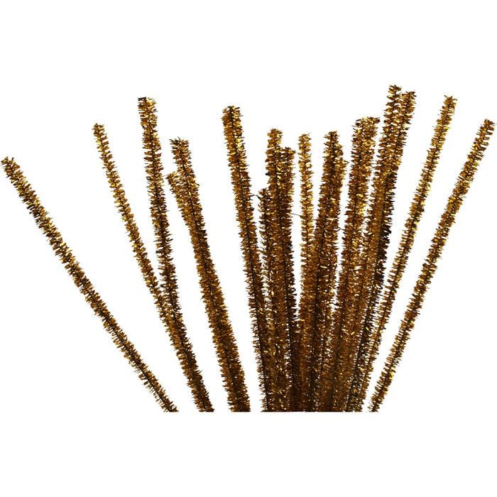 Piprensare, L: 30 cm, tjocklek 6 mm, glitter, guld, 24 st./ 1 förp.