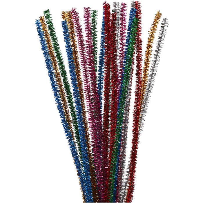Piprensare, L: 30 cm, tjocklek 6 mm, glitter, starka färger, 24 mix./ 1 förp.