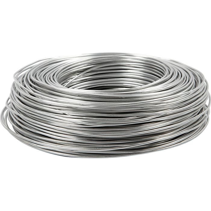 Aluminiumtråd, rund, tjocklek 2 mm, silver, 100 m/ 1 rl.