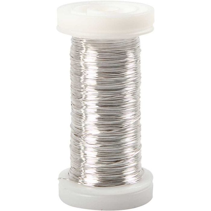 Försilvrad tråd, tjocklek 0,3 mm, försilvrad, 50 g, 100 m/ 1 rl.