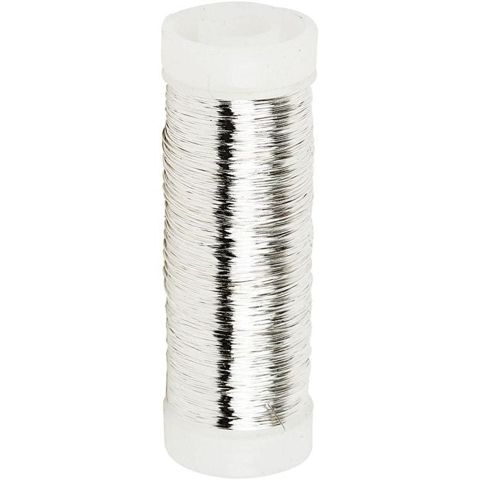 Försilvrad tråd, tjocklek 0,2 mm, försilvrad, 50 g, 110 m/ 1 rl.
