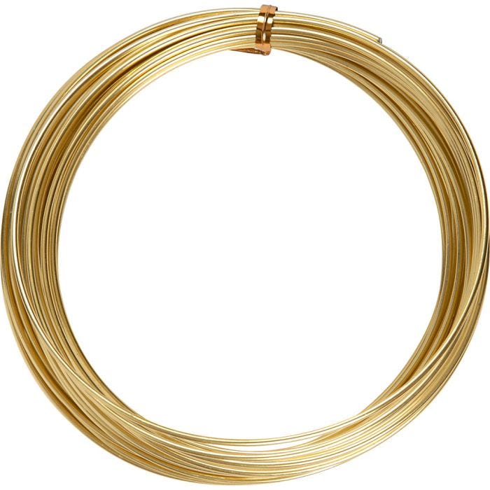 Aluminiumtråd, Rund, tjocklek 2 mm, guld, 10 m/ 1 rl.