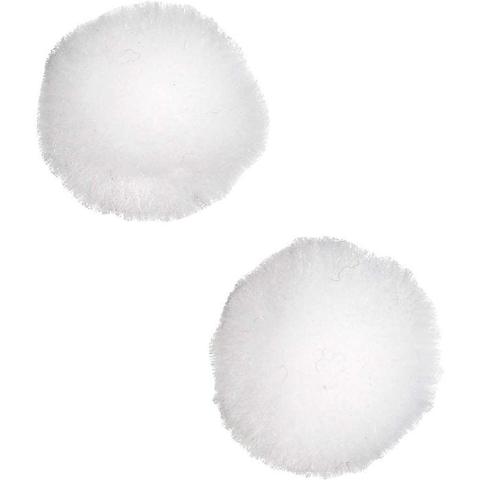 Pompomer, Dia. 20 mm, vit, 100st./ 1 förp.