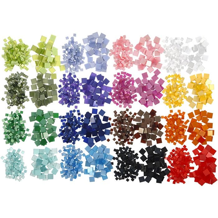 Minimosaik, stl. 5x5+10x10 mm, tjocklek 2 mm, 32x25 g/ 1 förp.