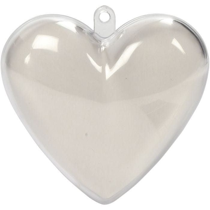 Deko-hjärta, H: 6,5 cm, transparent, 10 st./ 1 förp.