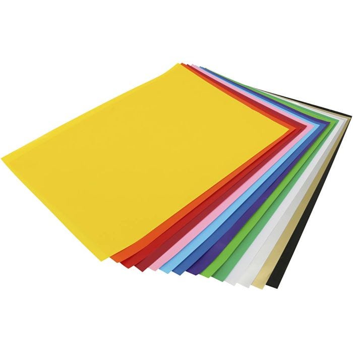 Glanspapper, ark 25x35 cm, 80 g, mixade färger, 100 ark/ 1 förp.