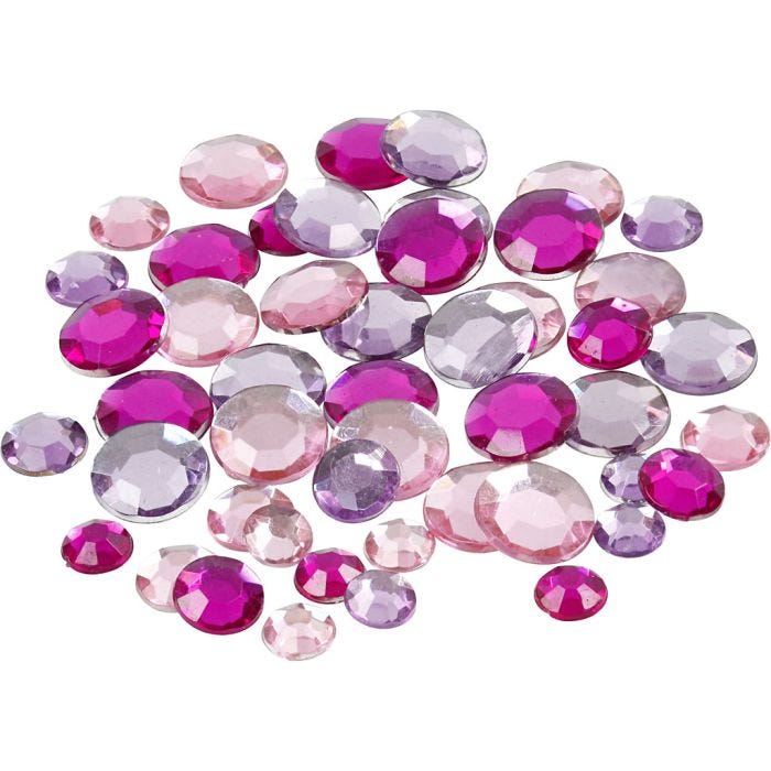 Rhinestones, Runda, stl. 6+9+12 mm, lila, 360st./ 1 förp.