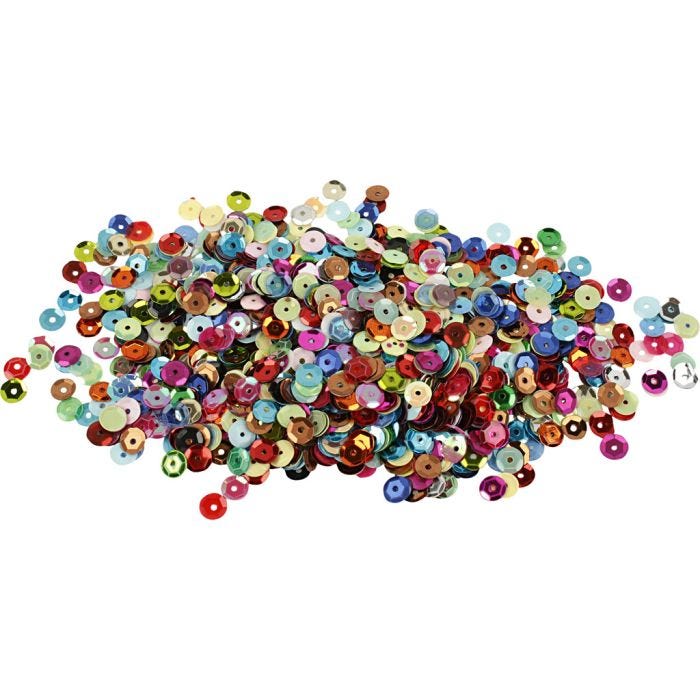 Paljetter, runda, stl. 6 mm, 100g/ 1 förp.