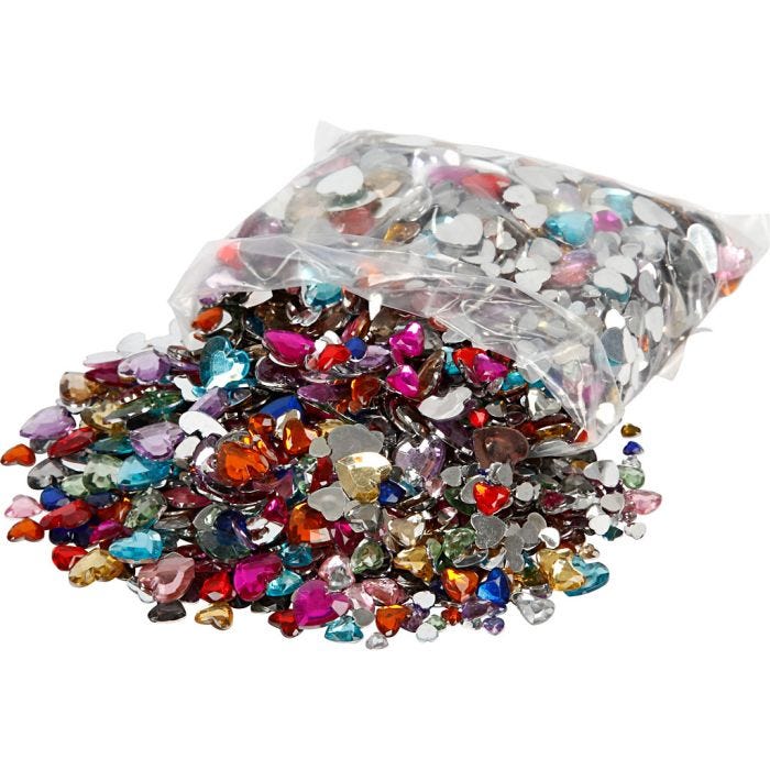 Rhinestones, Dia. 6+10+14 mm, mixade färger, 2520 st./ 1 förp.