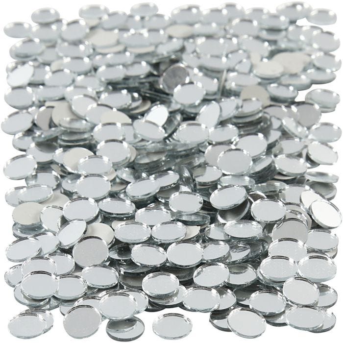 Spegelmosaik, runda, Dia. 10 mm, tjocklek 2 mm, 500 st./ 1 förp.
