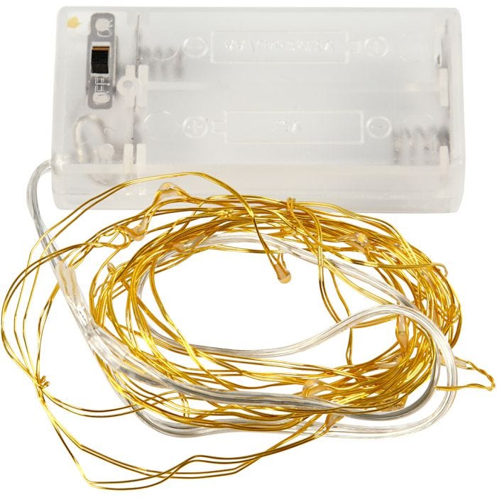 LED ljusslinga, L: 3,15 M, guld, 1 st.