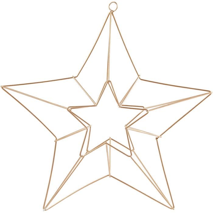 Metallornament, stjärna, stl. 34x30 cm, mässing, 1 st.