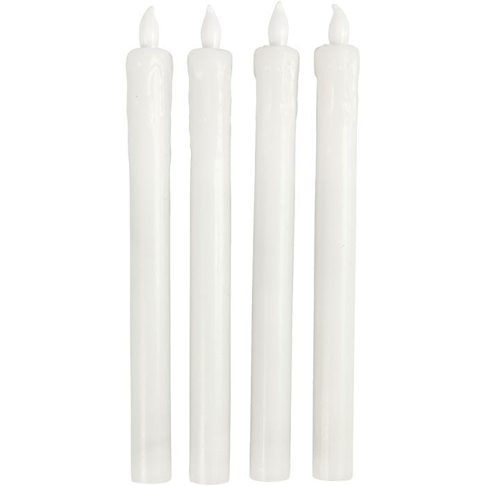 LED Stearinljus, H: 24,5 cm, Dia. 20 mm, 4 st./ 1 förp.