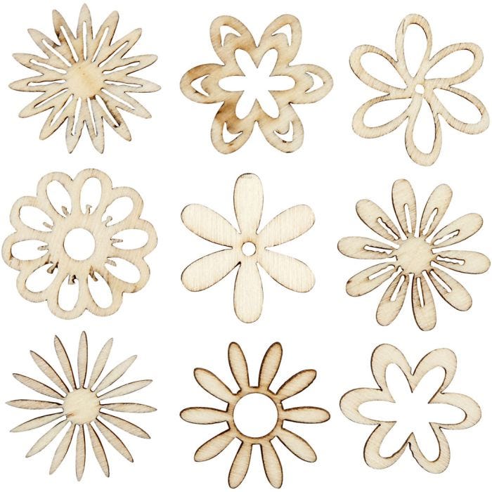 Trädekorationer, Blommor, stl. 28 mm, 45 st./ 1 förp.