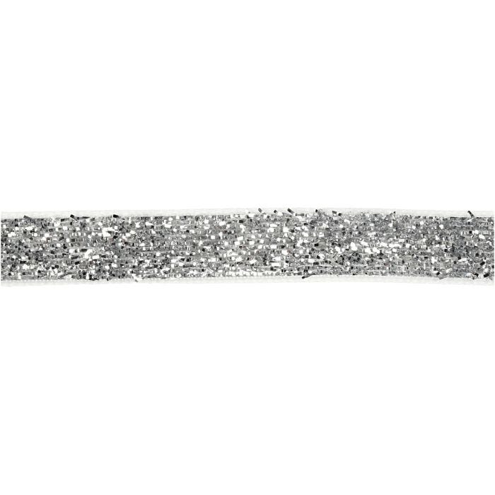 Dekorationsband, B: 10 mm, silver, 5m/ 1 rl.