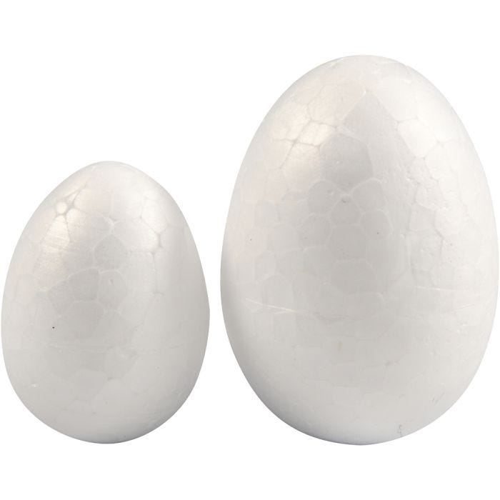 Ägg, H: 35+48 mm, B: 25+35 mm, vit